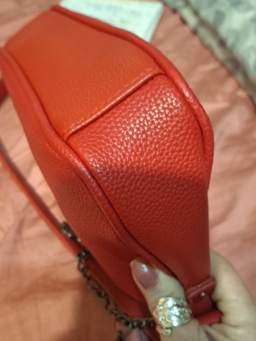 Ed Hardy Red leather Baguette shoulder bag with crossbody strap - Picture 4 of 9